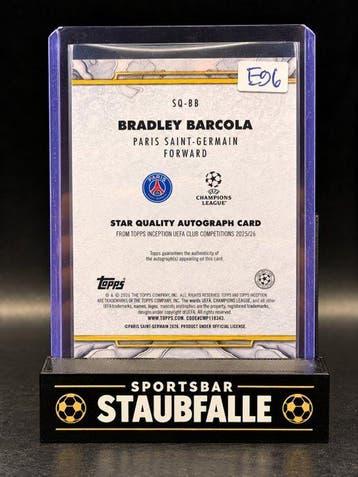 2025/26 Topps Inception Bradley Barcola SQ-BB Gesigneerde, Nieuw