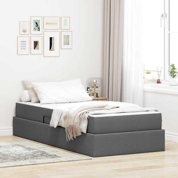 vidaXL Opbergbed met matras Donkergrijs 90 x 190 cm, Verzenden