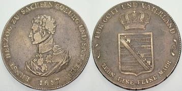 Konventionstaler, daalder 1817 Sachsen-coburg-saalfeld Er..., Verzenden