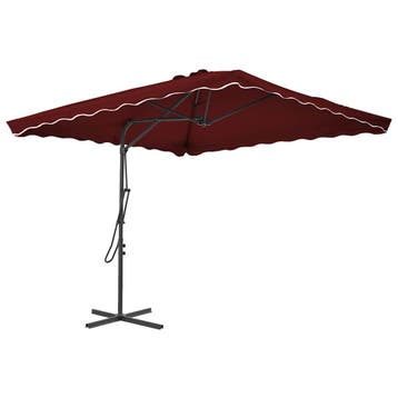 vidaXL Parasol met stalen paal 250x250x230 cm bordeauxrood, Verzenden