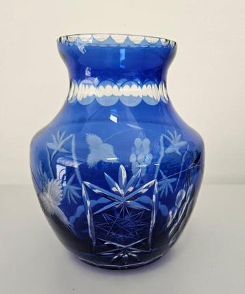 Vase - bleu cobalt - Cristal - Cristal de Bohême
