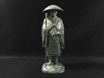 Heavy Vintage Japanese Cast Metal Buddhist Statue - Shinran