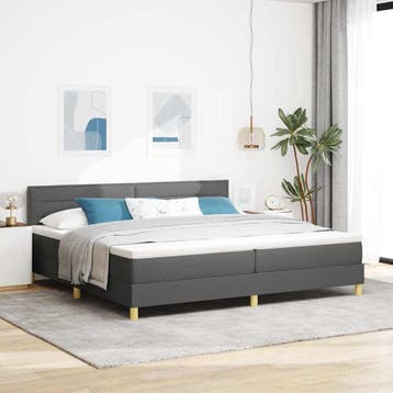vidaXL LED Box Spring Bed met hoofdeinde Donkergrijs 200 x, Verzenden