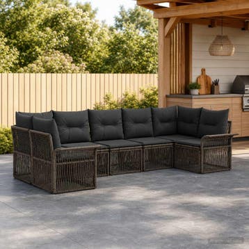 vidaXL Tuinbank Set 7 st 7-Aantal zitplaatsen Grijs poly, Verzenden, Nieuw