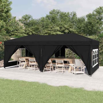 vidaXL Partytent inklapbaar met zijwanden 3x6 m zwart, Verzenden