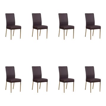 Set van 8 Leren eetkamerstoelen Real - Hermes Merlin, Maison & Meubles, Ophalen of Verzenden