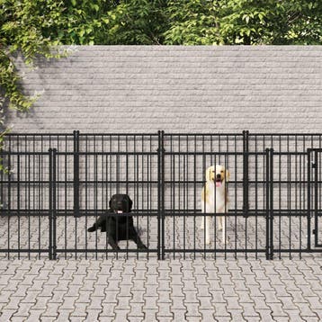 vidaXL Hondenkennel voor buiten 16,89 m² staal, Verzenden, Nieuw