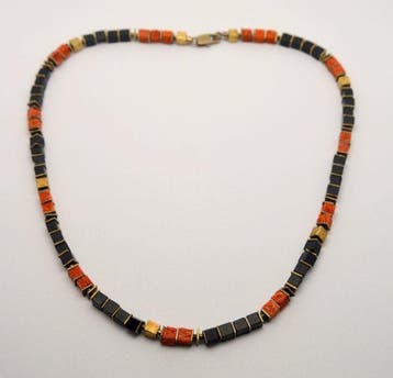 Koraal - 925 zilver - rode koraal & zwarte onyx - 23,2 g -, Verzamelen