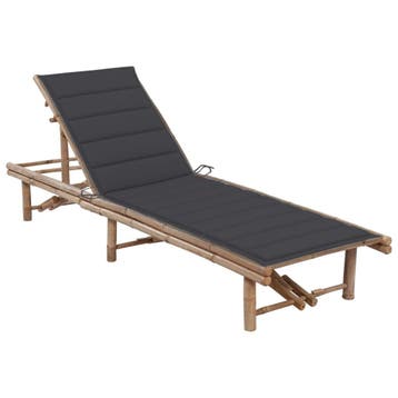 vidaXL Ligbed met kussen bamboe, Tuin en Terras, Verzenden, Nieuw