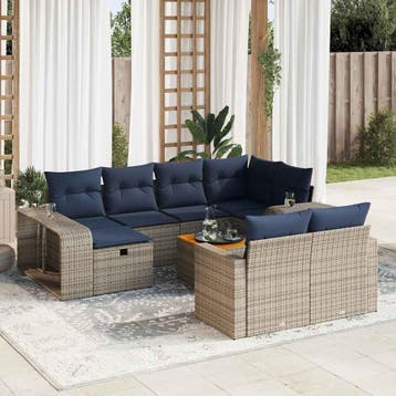 vidaXL 11-delige Loungeset met kussens poly rattan grijs, Verzenden, Loungeset