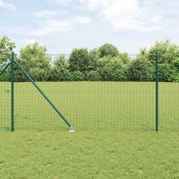 vidaXL Hekpaal met grondpen 7 st Groen Gepoedercoat staal, Verzenden