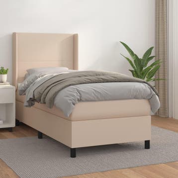 vidaXL Boxspring met matras kunstleer cappuccinokleurig, Verzenden