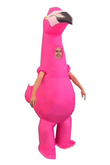 KIMU® Opblaas Kostuum Flamingo Opblaasbaar Pak Vogelpak Masc, Ophalen of Verzenden, Nieuw