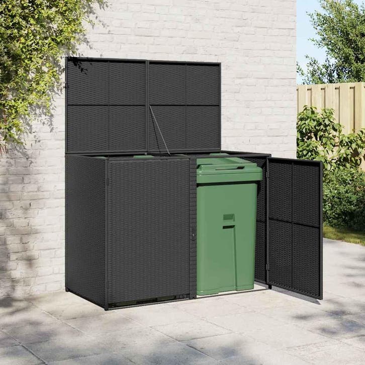vidaXL Containerberging dubbel 148x80x111 cm poly rattan, Tuin en Terras, Tuinhuizen, Nieuw, Verzenden
