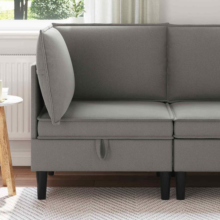 vidaXL Hoek Sofa met Opbergruimte Donkergrijs Fluweel, Huis en Inrichting, Zetels | Zetels, Nieuw, Verzenden