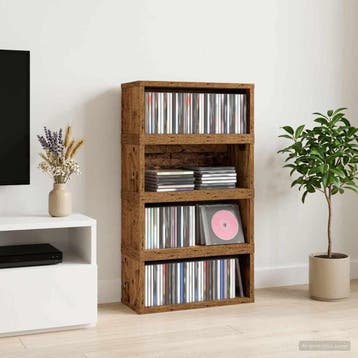 vidaXL CD Opslagrek 4 st Eikenhout 40 x 17 x 17 cm Bewerkt, Verzenden, Nieuw