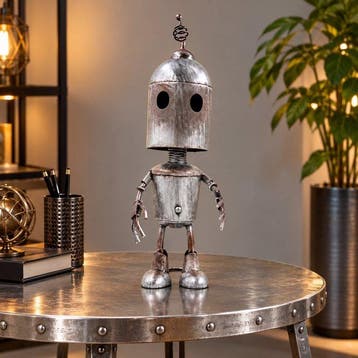 Beeld, Large Metal Robot Ornament - 43 cm - Metaal