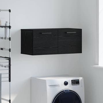 vidaXL Wandkast 80 x 36.5 x 35 cm Bewerkt hout Zwart eiken, Verzenden