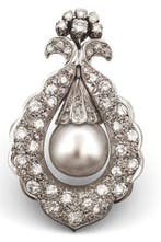 Hanger - 18 karaat Witgoud Diamant (Natuurlijk) - Parel