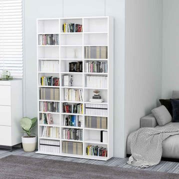 vidaXL Cd-kast 102x23x177,5 cm bewerkt hout wit, Huis en Inrichting, Woonaccessoires | Cd- en Dvd-rekken, Verzenden, Nieuw