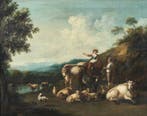 Italian school (XVIII) - Arcadian landscape with shepherds