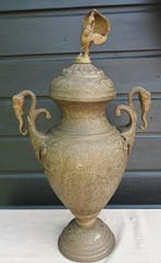 Vase - Bronze - Grand vase en bronze à couvercle., Antiquités & Art