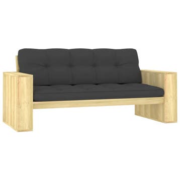 vidaXL Tuinbank met antracietkleurige kussens 179cm, Tuin en Terras, Verzenden, Nieuw