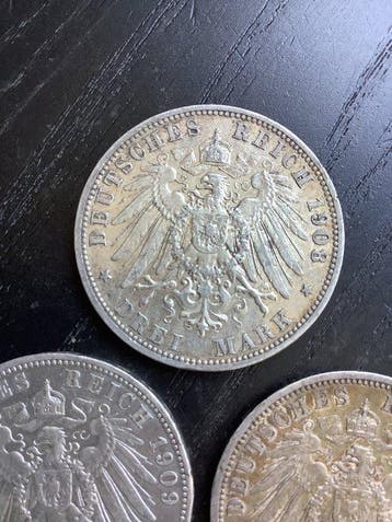 Duitsland, keizerrijk Wilhelm II. 3 Mark 5x 1908/1912 -