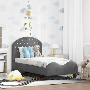 vidaXL Peuterbedframe met hoofdboard Donkergrijs 70 x 140 cm, Verzenden, Nieuw