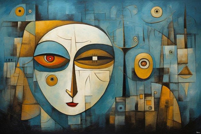 Felix van Horst - Mystic Mask (XXL), Antiek en Kunst, Kunst | Schilderijen | Modern