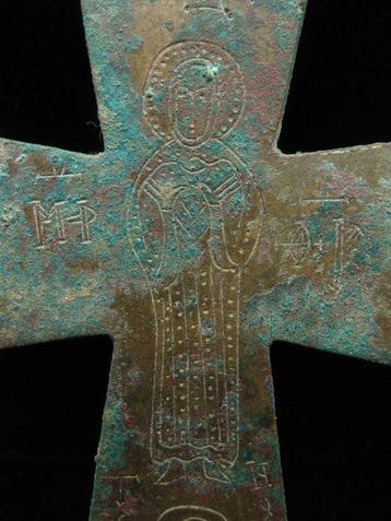 Byzantijns Brons Kruisenkolpion - 12.5 cm