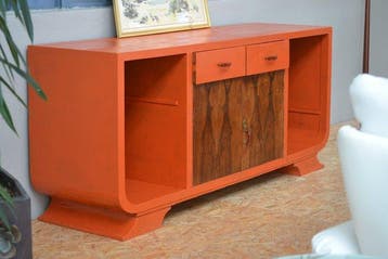 Kleerkast - Hout, Wortelnotenhout - Oranje dressoir -