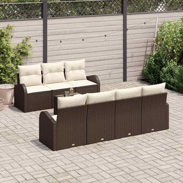 vidaXL Tuinbank Set 8 st 7-Aantal zitplaatsen Bruin en Crème, Verzenden, Nieuw