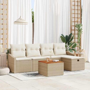 vidaXL Tuinbank Set 6 st Beige poly rattan, Verzenden, Nieuw