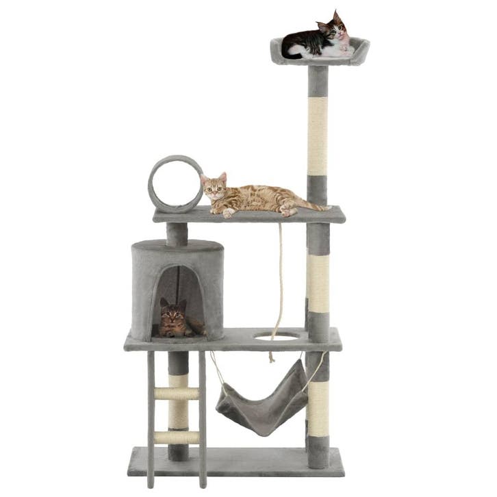 vidaXL Kattenkrabpaal met sisal krabpalen 140 cm grijs, Dieren en Toebehoren, Katten-accessoires, Nieuw, Verzenden