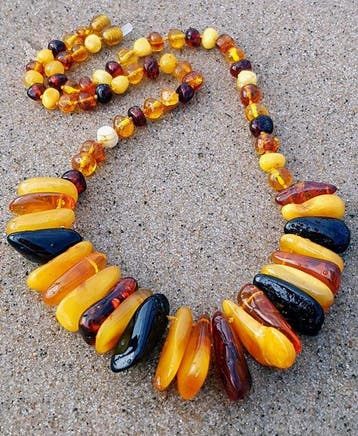 Amber Unieke vintage natuurlijke Baltische amberketting- 32, Verzamelen, Mineralen en Fossielen