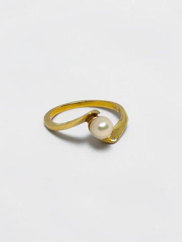Zonder minimumprijs - Ring - 14 karaat Geel goud Parel, Nieuw