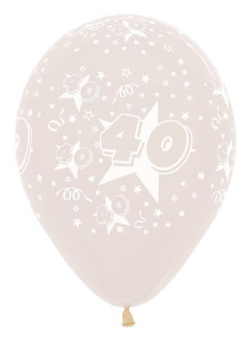 Ballonnen Number 40 Stars Crystal Clear 30cm 25st, Verzenden, Nieuw