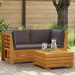 vidaXL 2 Stuk Tuin loungeset Massief Acacia Hout Bruin, Verzenden, Nieuw