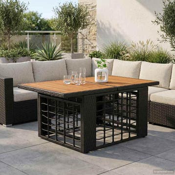 vidaXL Tuinstoel met opklapbare tafel Zwart en natuurlijk, Verzenden, Nieuw