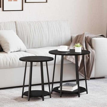vidaXL Bijzettafelset 2 st Zwart Eiken 50 x 50 x 51 cm, Verzenden, Nieuw