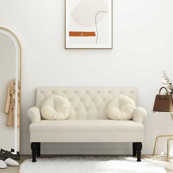 vidaXL Bankje met rugleuning 120x62x75,5 cm linnen, Verzenden