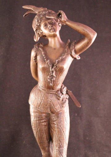 Art Nouveau beeld - Sculpture, Harlekijn - 43 cm - Métal
