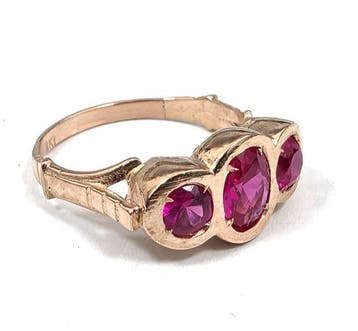 Zonder minimumprijs - Ring - 9 kt. Roségoud, Zilver Spinel, Nieuw