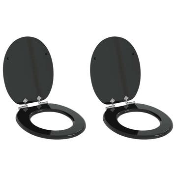 vidaXL Toiletbril 2 pcs Zwart 44 x 38 cm Bewerkt hout, Verzenden