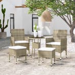 vidaXL 5-delige Loungeset poly rattan beige, Verzenden, Loungeset