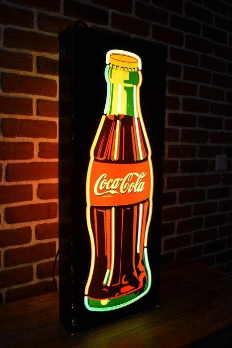 Coca-Cola – Verlichte reclamebord Overhuys – Echt neon – 80, Antiquités & Art, Antiquités | Assiettes décoratives & Carrelages