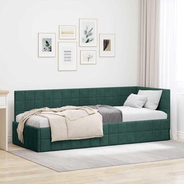 vidaXL Hoek Bed Frame Donkergroen 80 x 200 cm Fluweel, Verzenden