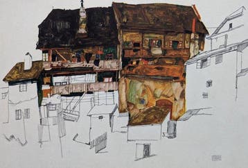 Egon Schiele (1890-1918), after - Alte Häuser in Krumau