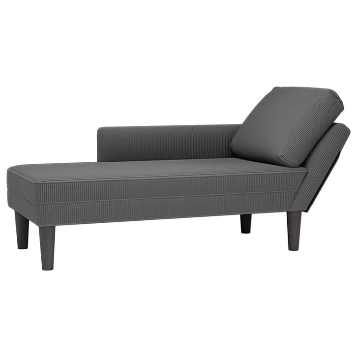 vidaXL Chaise longue met kussen corduroy stof donkergrijs, Huis en Inrichting, Zetels | Zetels en Chaises Longues, Nieuw, Verzenden
